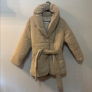 ASOS Tan Puffer Jacket with Belt